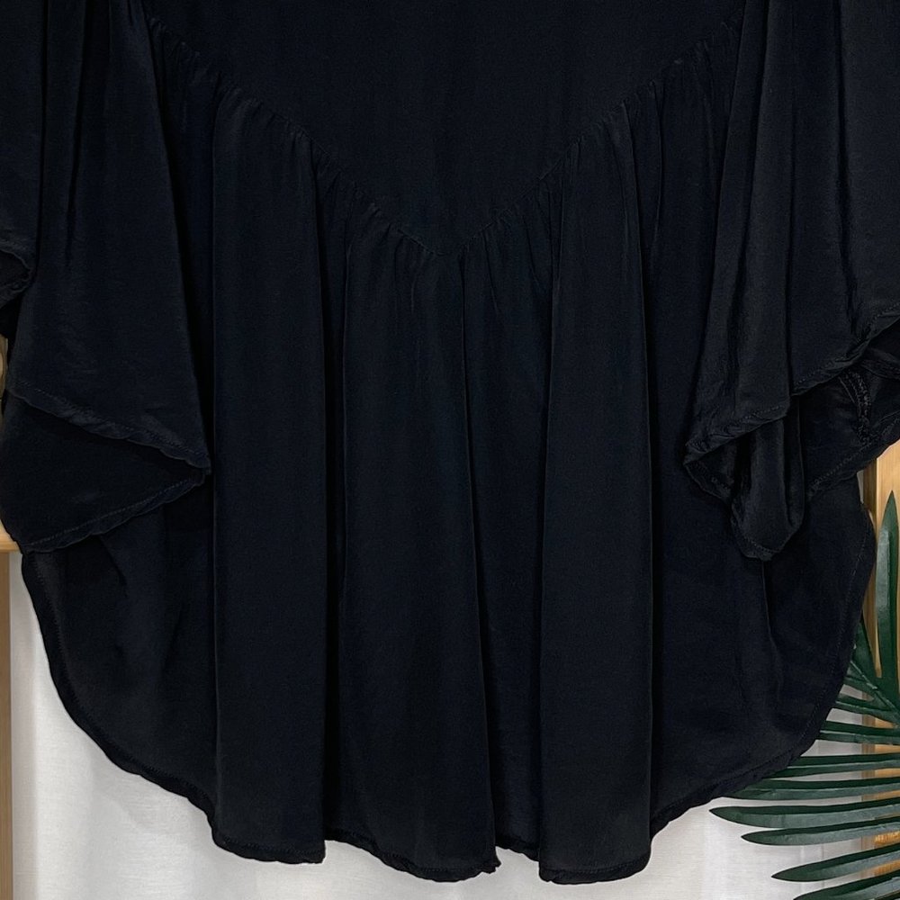 Gorman Black Draped Jacket Size M Short Sleeve Gathered Open Evening Womens - Picture 7 of 10